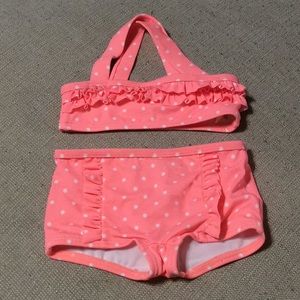 Janie and Jack neon coral 2pc swimsuit 12-18 mon
